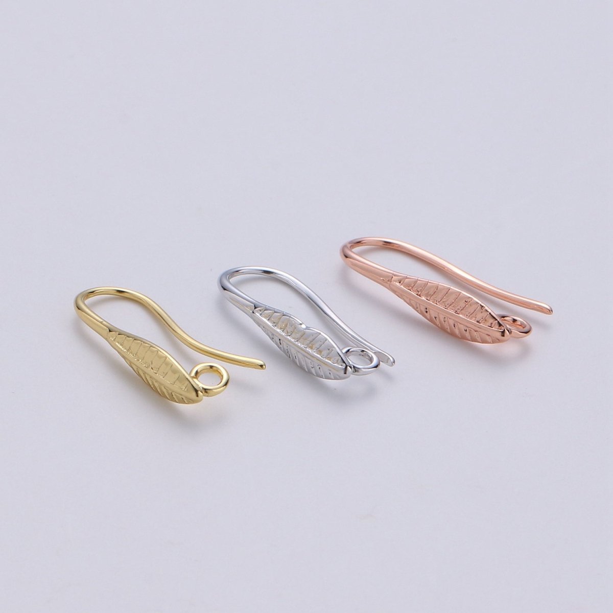 Gold French Hook Earwire with leaf design 14k Gold Filled craft earring supply for making earrings component, K-669 K-671