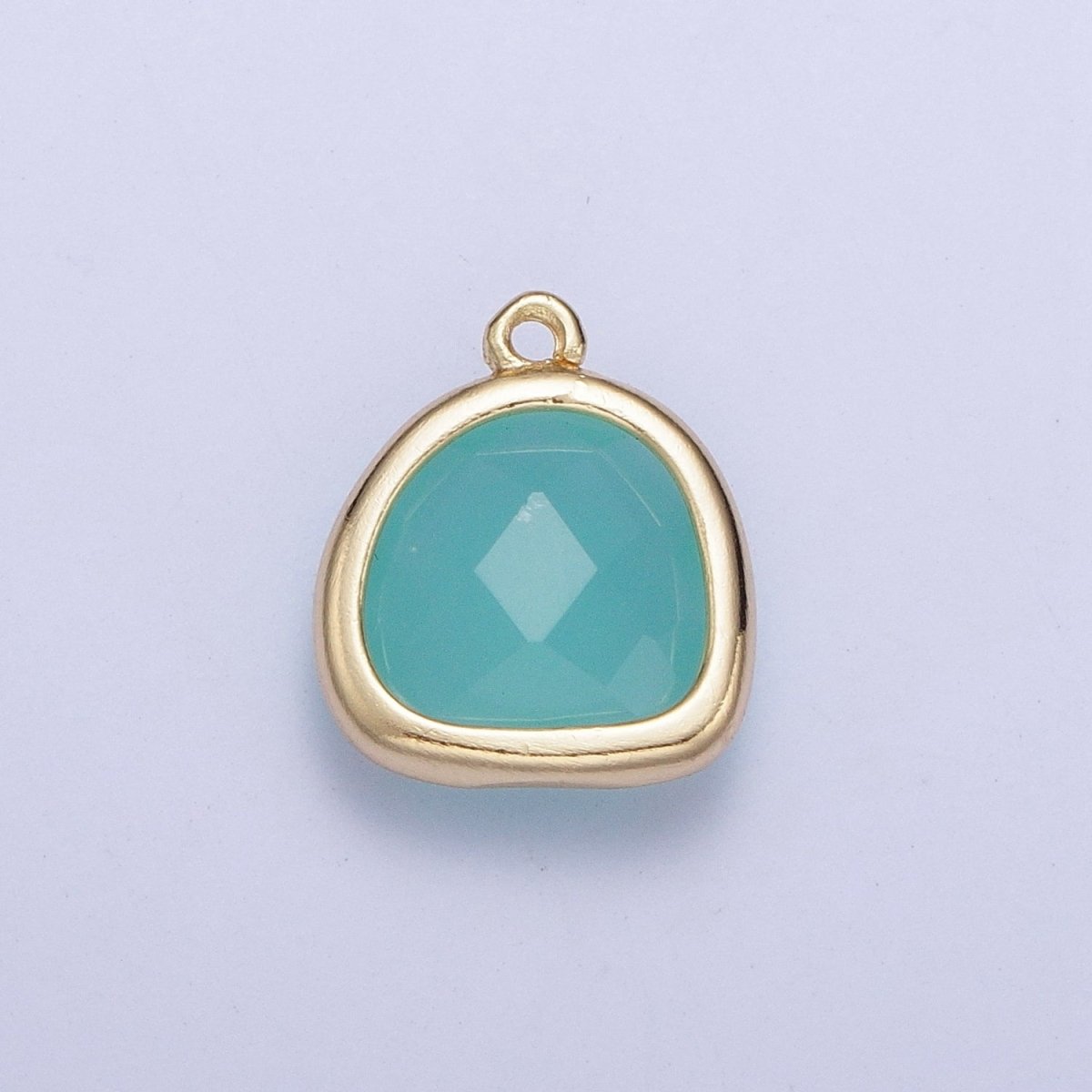 Gold Geometric Abstract Round Pink/Teal Cubic Zirconia Charm AG-003 AG-004