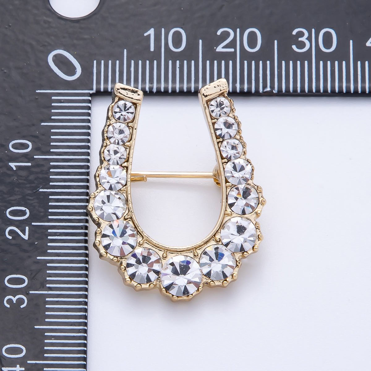Gold Gradient Rhinestone Horseshoe Pin Brooch | BH-043