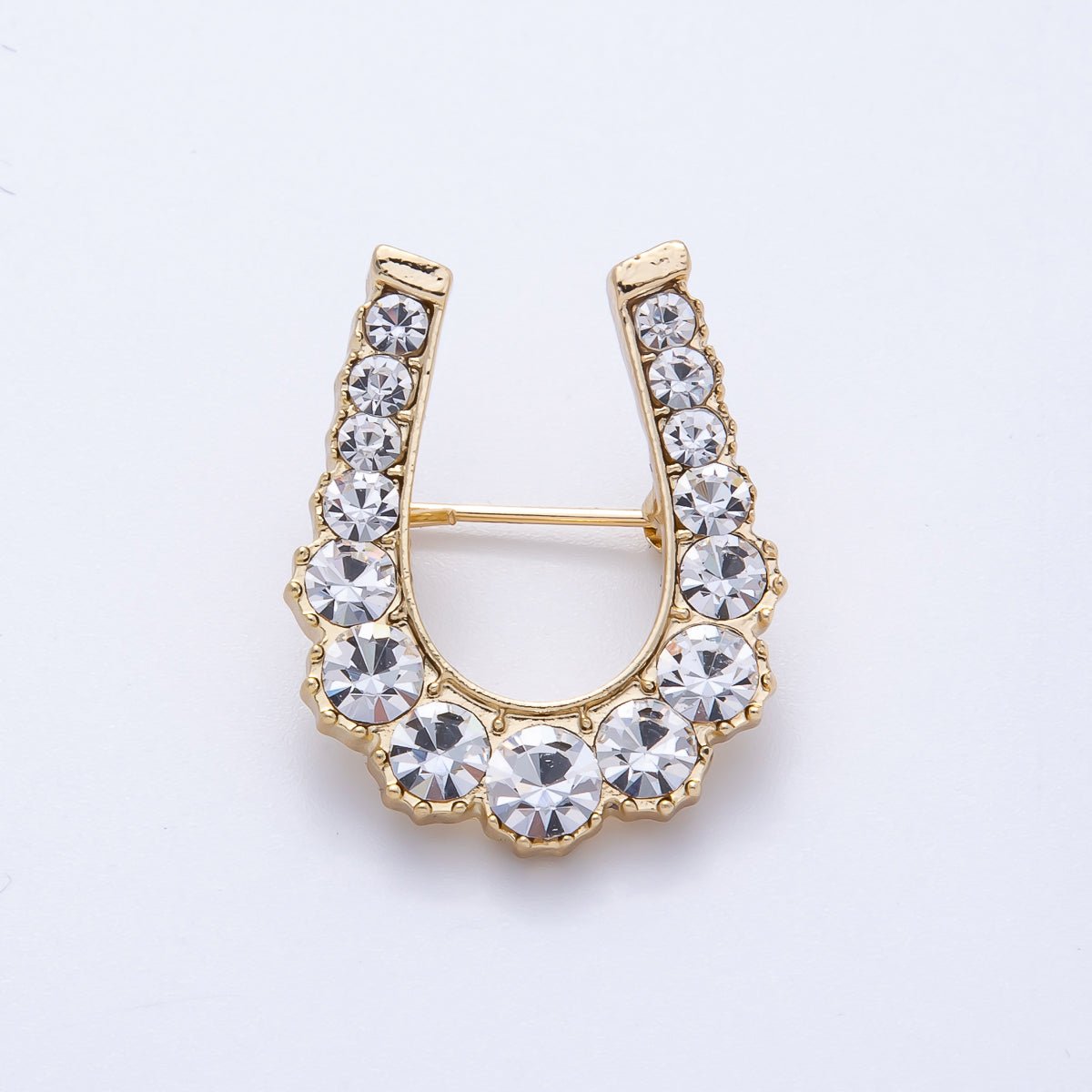 Gold Gradient Rhinestone Horseshoe Pin Brooch | BH-043