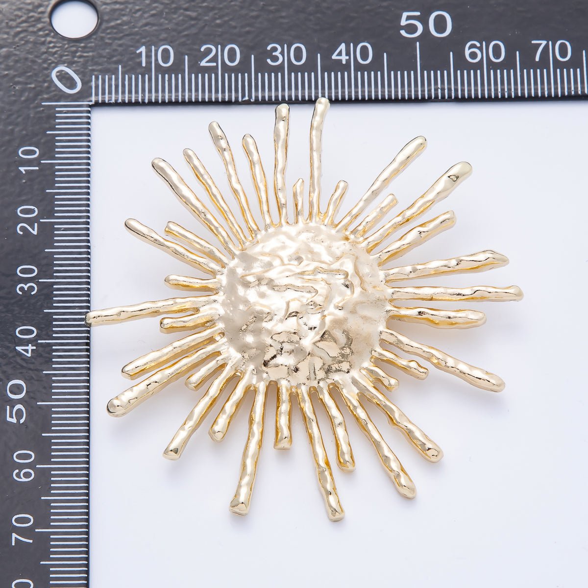 Gold Hammered Celestial Sun Pin Brooch | BH-032