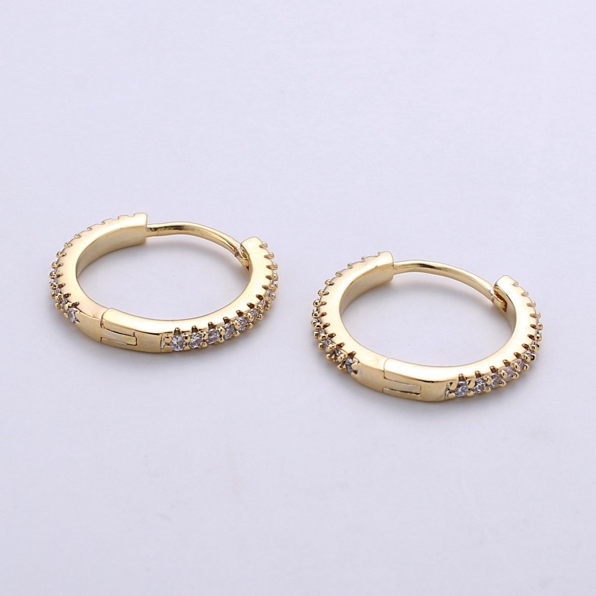 Gold hoop earrings - huggie hoops earrings - Dainty hoops Earring - Tiny hoops - Thin hoops - Minimalist Jewelry Micro Pave Earring Q-208 - Q-210