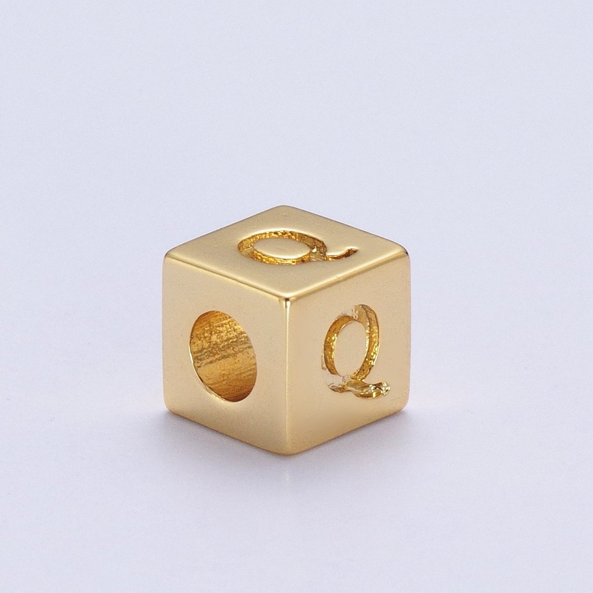 Gold Initial Letter Alphabet 6.2mm Block Beads Charm Connector For Jewelry Making Component Supply A-A1145-A-A1157