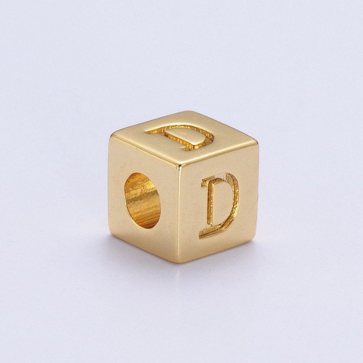 Gold Initial Letter Alphabet 6.2mm Block Beads Charm Connector For Jewelry Making Component Supply A-A1145-A-A1157