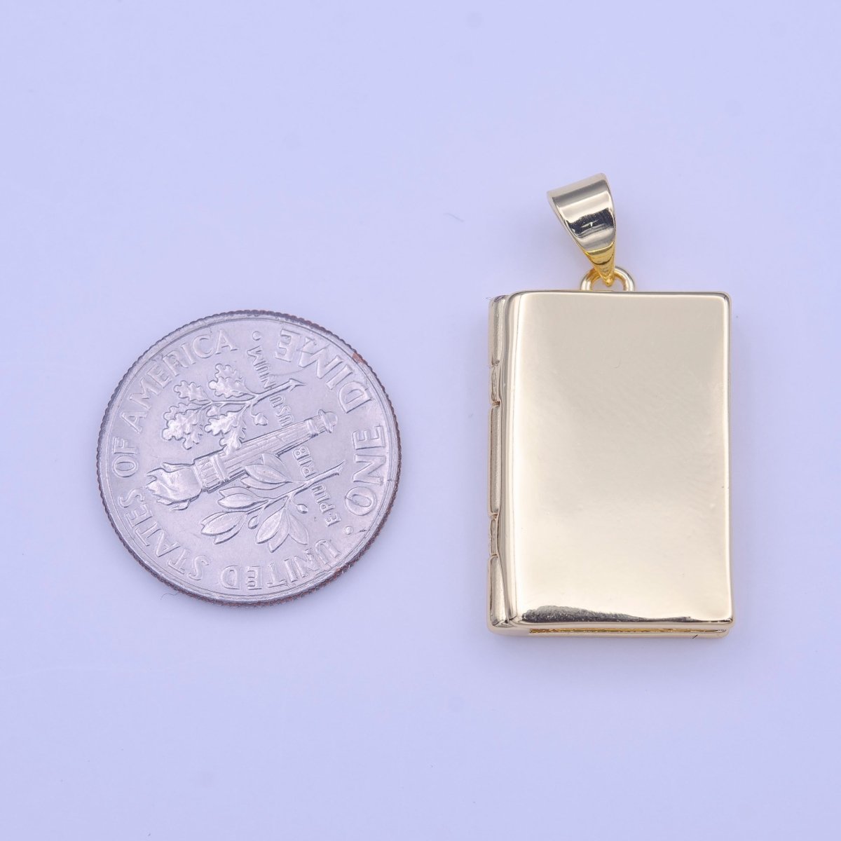 Gold Rectangular Minimalist Gold Photo Locket Pendant H-219