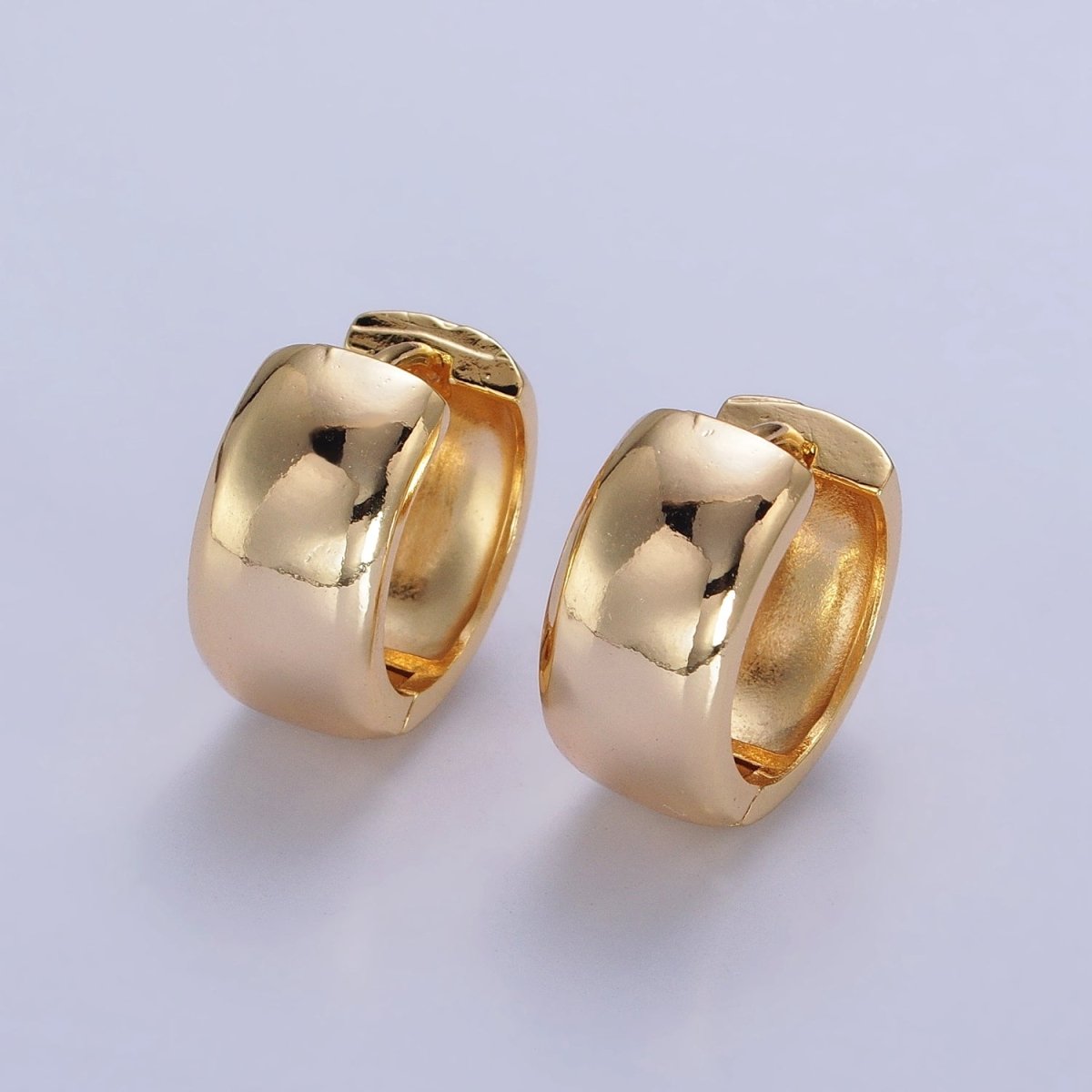 Gold, Silver 16.5mm Wide Chubby Minimalist Huggie Hoop Earrings | AB186 AB435