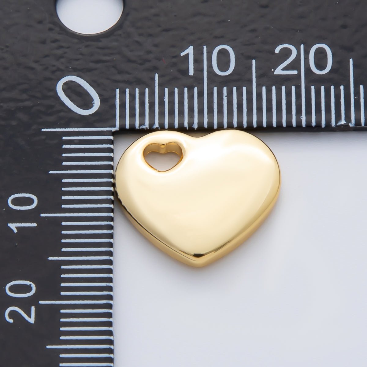 Gold, Silver 16mm Minimalist Heart Slide Charm Bead | B290