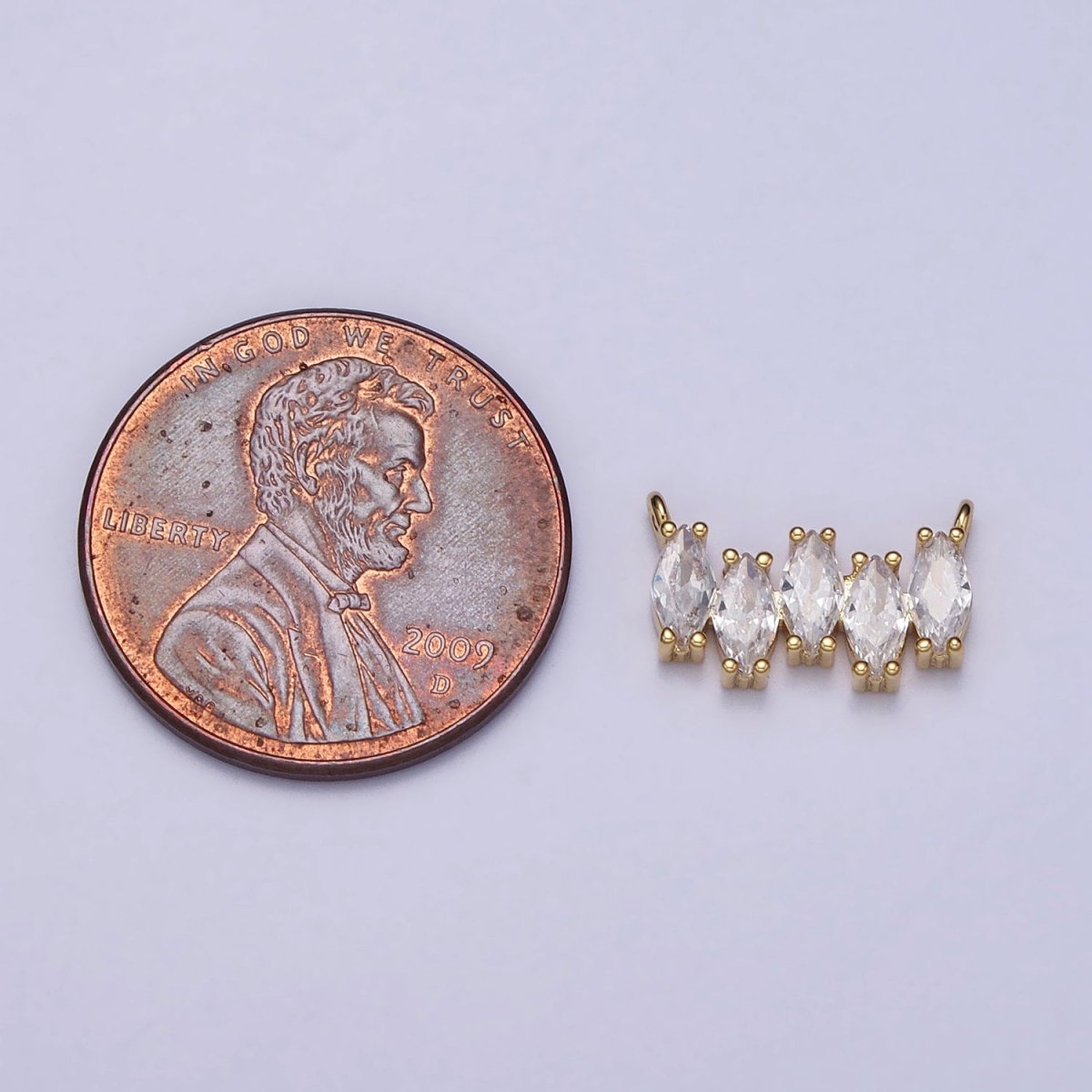Gold, Silver Clear CZ Marquise Cubic Zirconia Lined 12.8mm Connector | Y-811