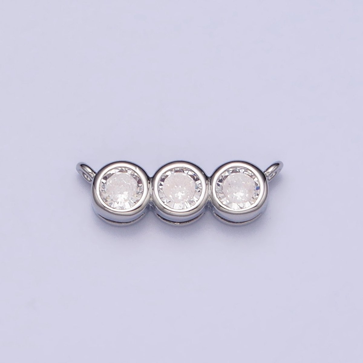 Gold, Silver Clear CZ Round Cubic Zirconia Lined 13.5mm Connector | Y-812