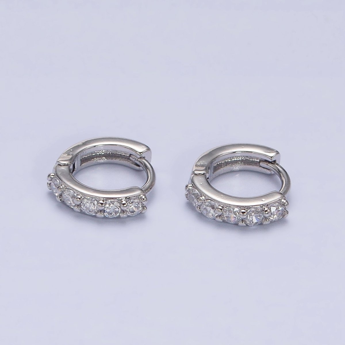Gold, Silver Mini Cartilage Clear Micro Paved CZ Huggie Earrings | AB950 AB951