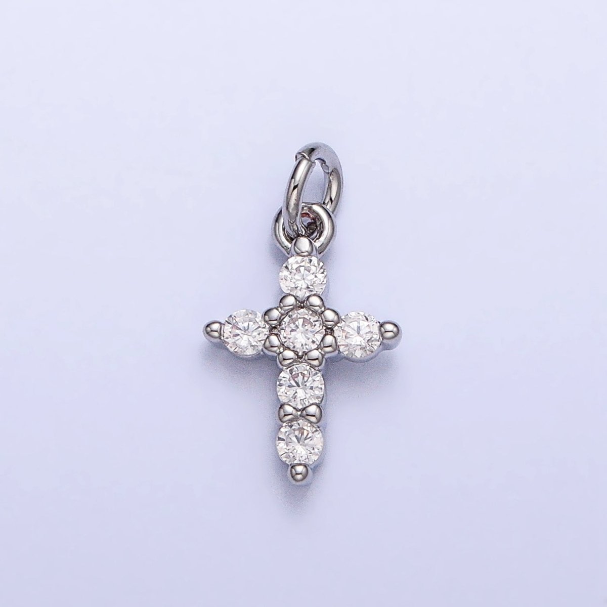 Gold, Silver Mini Cross Charm CZ Religious Add-On Charm | AC-725 AC-726