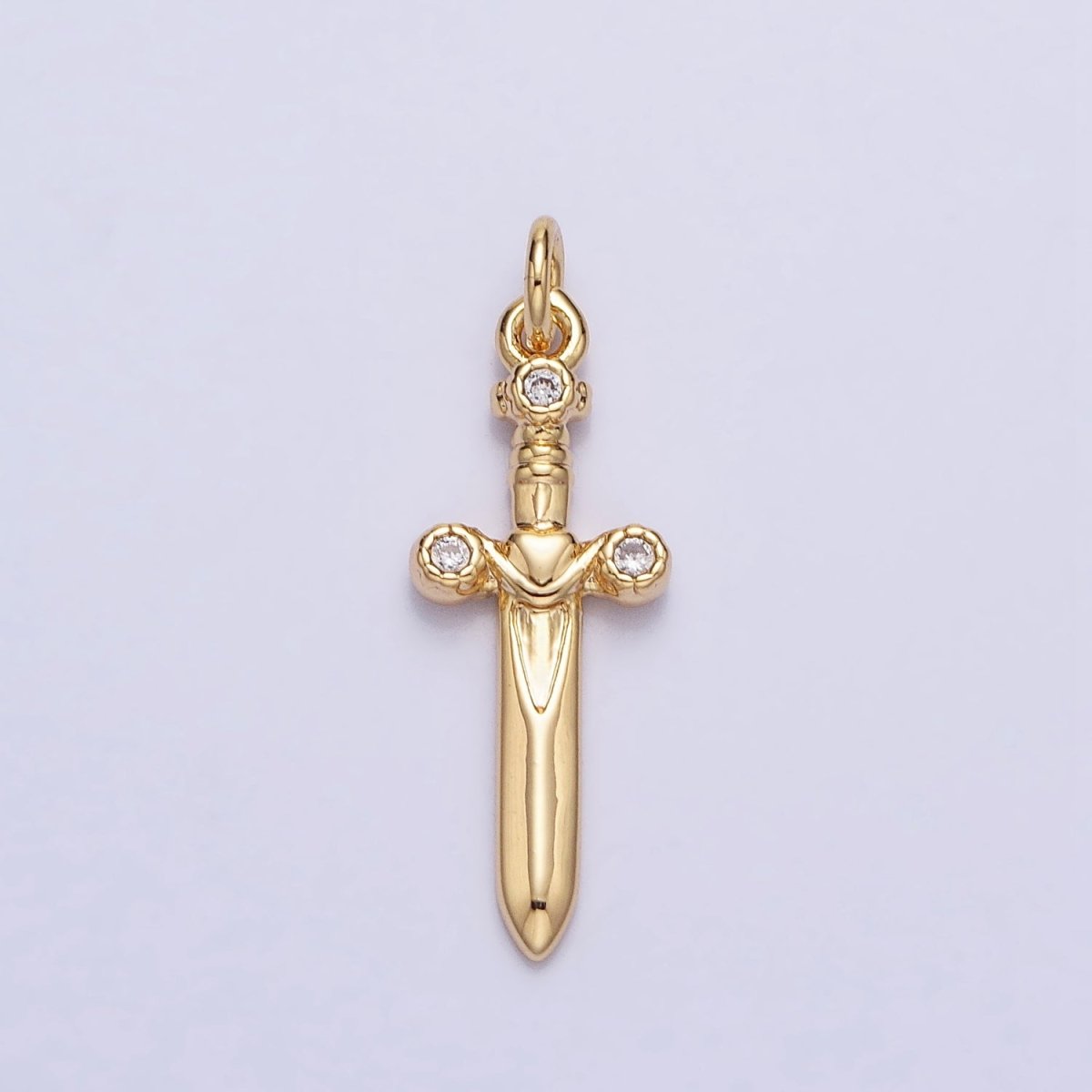 Gold, Silver Mini Dagger Sword Weapon CZ Add-On Charm | AC397 AC947
