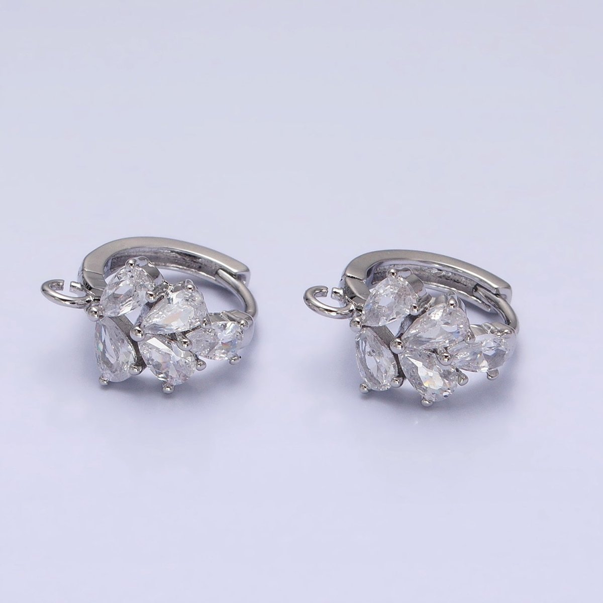 Gold, Silver Multiple Clear Marquise Huggie Open Loop Earrings Supply Open Link Earring | Z-292 Z-293