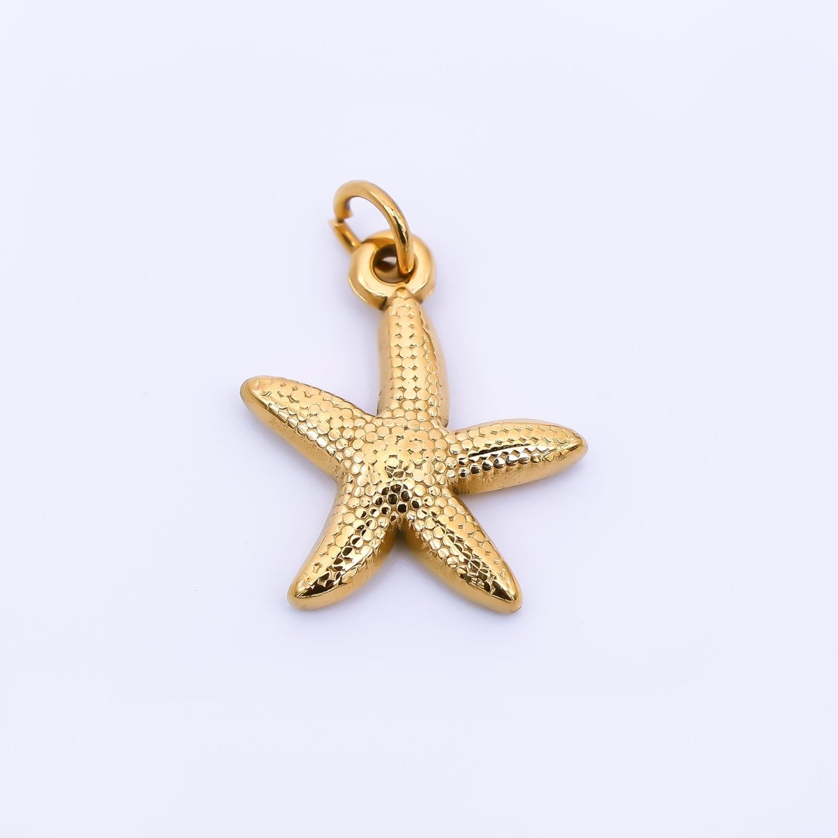 Gold Stainless Steel 18mm Dotted Under the Sea Starfish Charm | J058