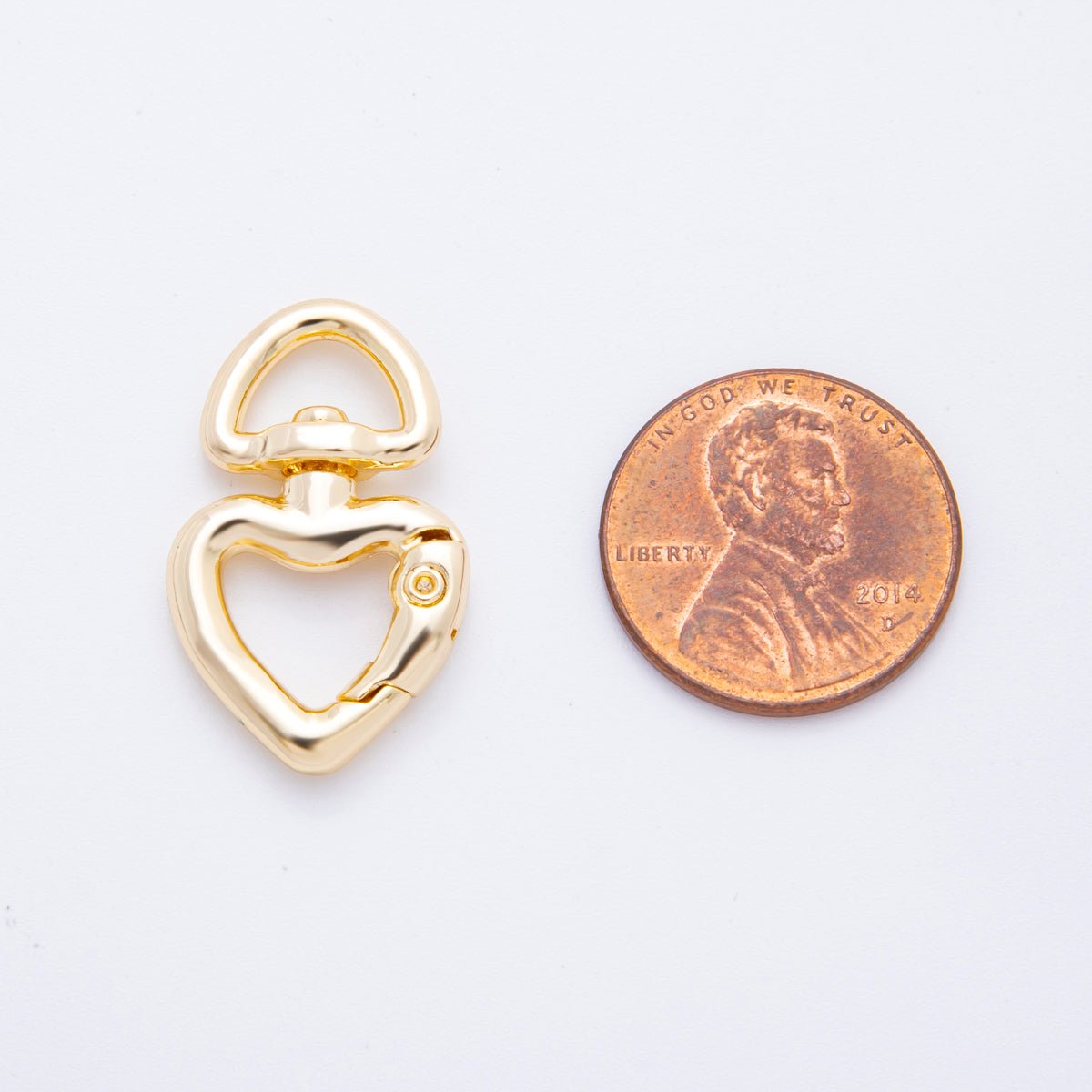 18K Gold Filled 26mm Heart Push Gate Swivel Link Clasp Closure Finding | Z1393