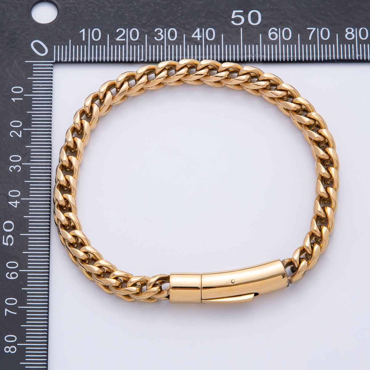 Gold Stainless Steel 6mm Classic Thick Curb Chain 6 Inch Bracelet | WA-3795
