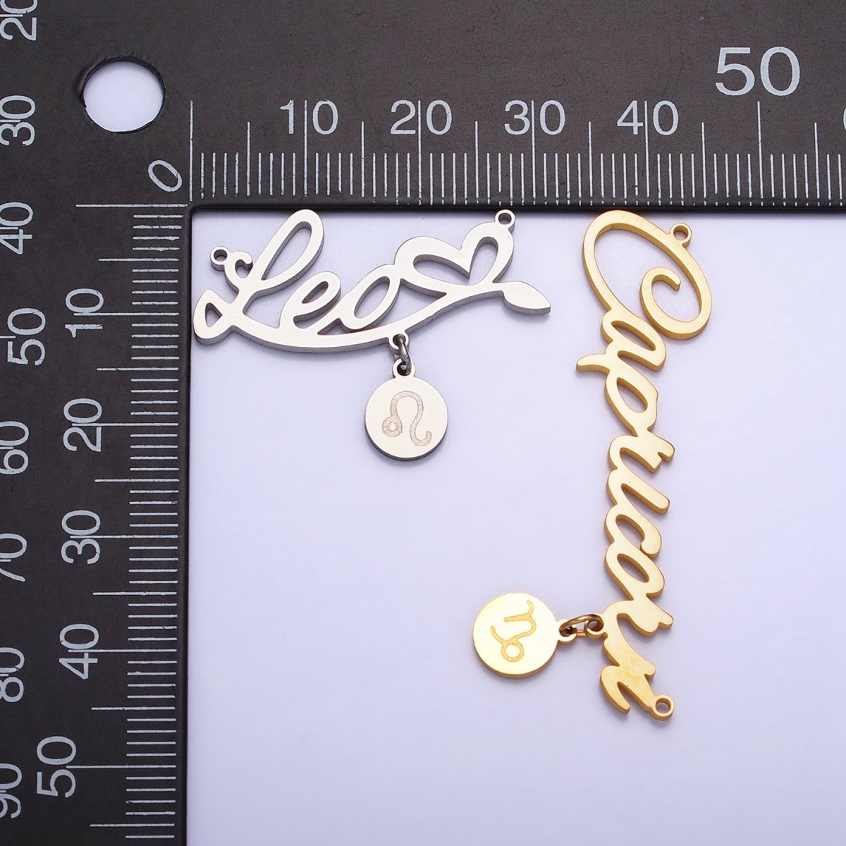 Gold Stainless Steel Zodiac Astrology Cursive Font Mini Symbol Connector Personalized Jewelry Making | A-A1379-A-A1384