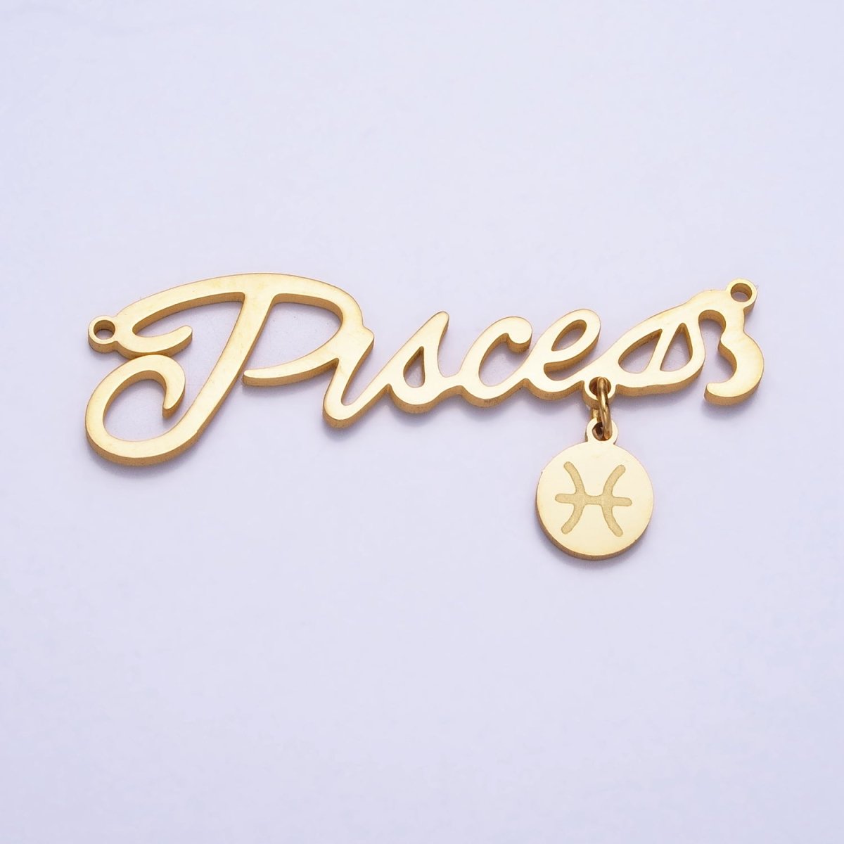 Gold Stainless Steel Zodiac Astrology Cursive Font Mini Symbol Connector Personalized Jewelry Making | A-A1379-A-A1384