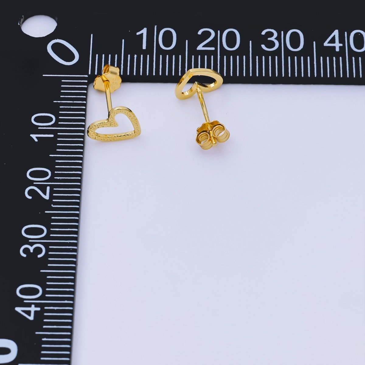 Gold Vermeil S925 Sterling Tiny Simple Heart of Love Stud Earrings | SL-667