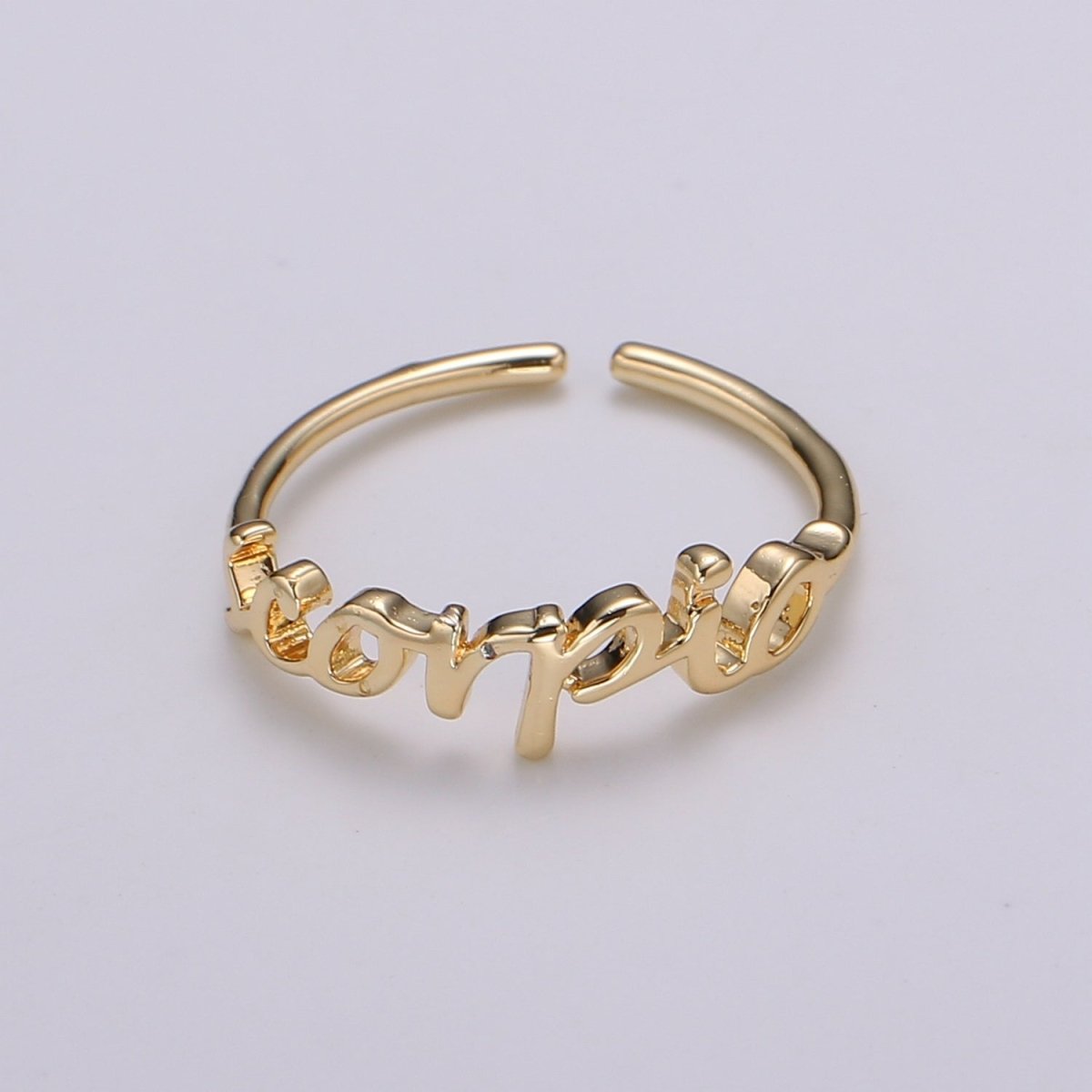 Gold Zodiac Ring Words Gold Ring, Astrology Horoscope Ring Birthday Personalized Gift Open Adjustable Ring for Stacking Ring Midi Ring R-422-R-433