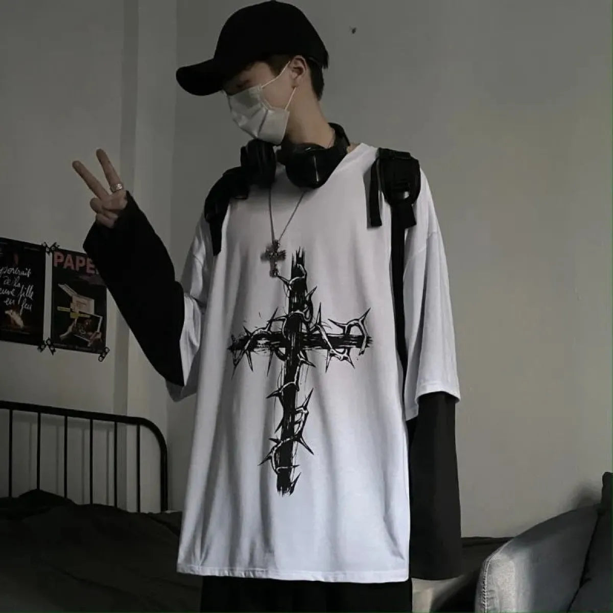 Gothic Cross Oversized T-shirt