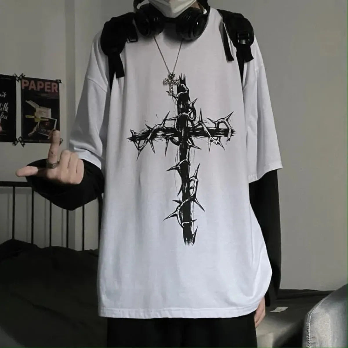 Gothic Cross Oversized T-shirt