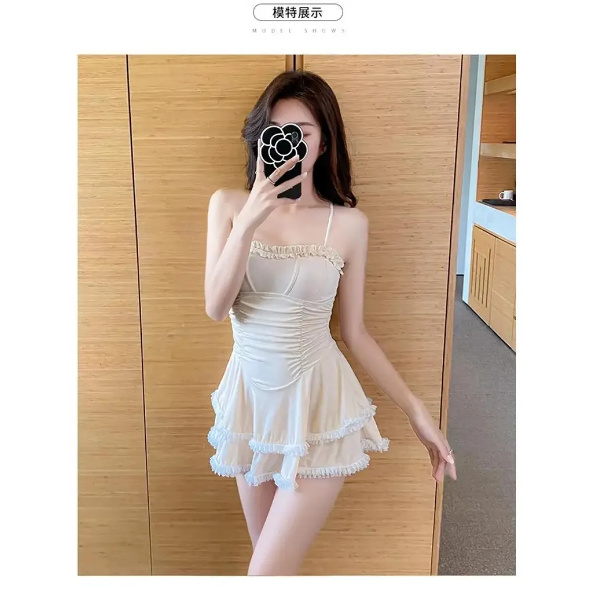 Halter Lace Swimsuit Dress – Ruffled Girly Slim Beachwear 2025