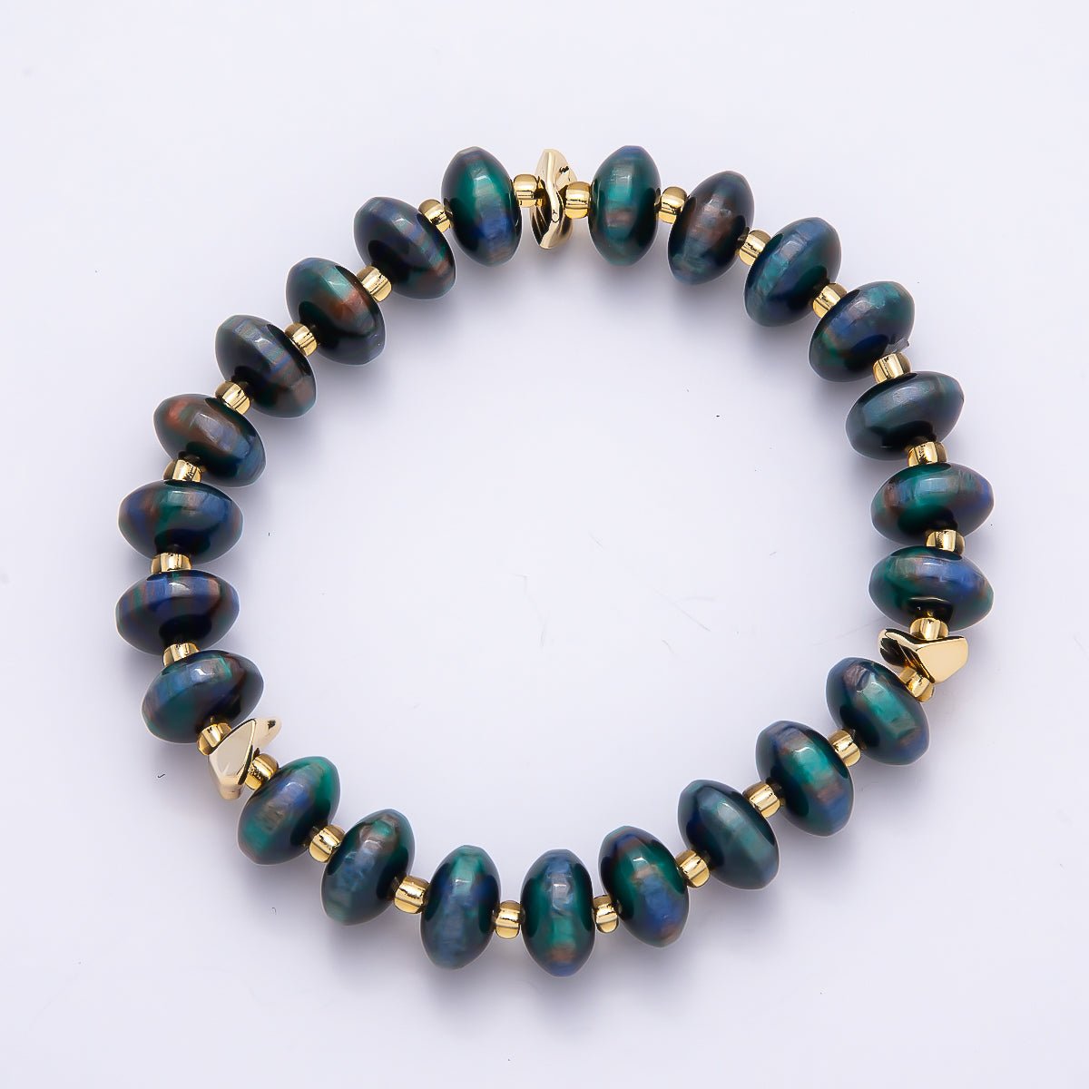 Handmade 10mm Rondelle Resin Bead 8 Inch Stretch Bracelet | WA-04619 ~ WA-04624