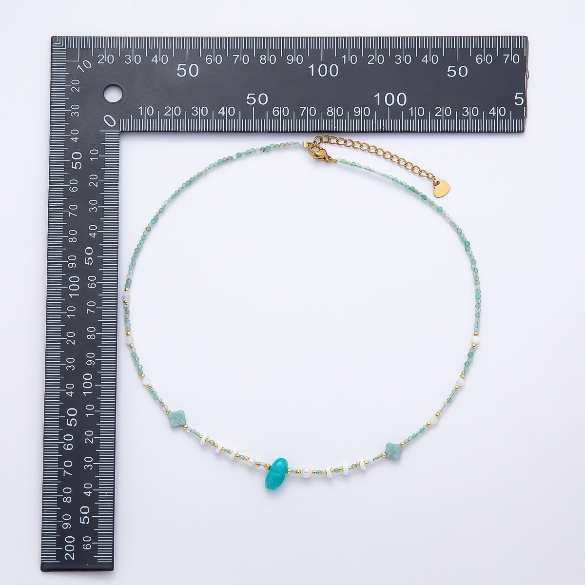 Handmade 2mm Amazonite Shell Pearl Bead Gemstone Chain 16 Inch Necklace | WA-04735