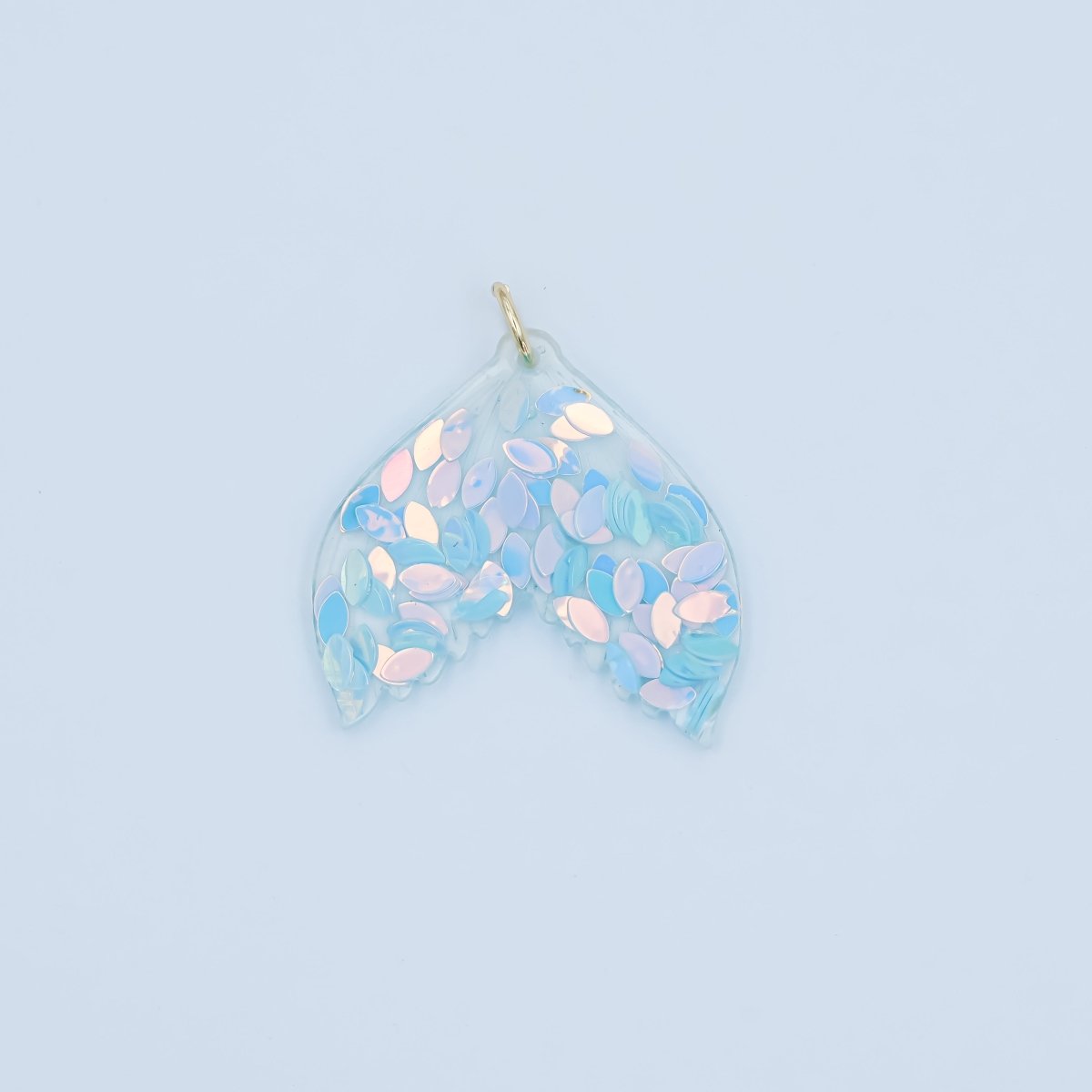 Handmade Blue Scale Mermaid Whale Fish Tail Resin Charm | N068