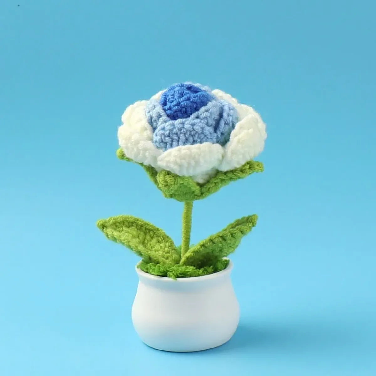 Handmade Crochet Rose Plush โ Potted Flower Decor Gift for Her