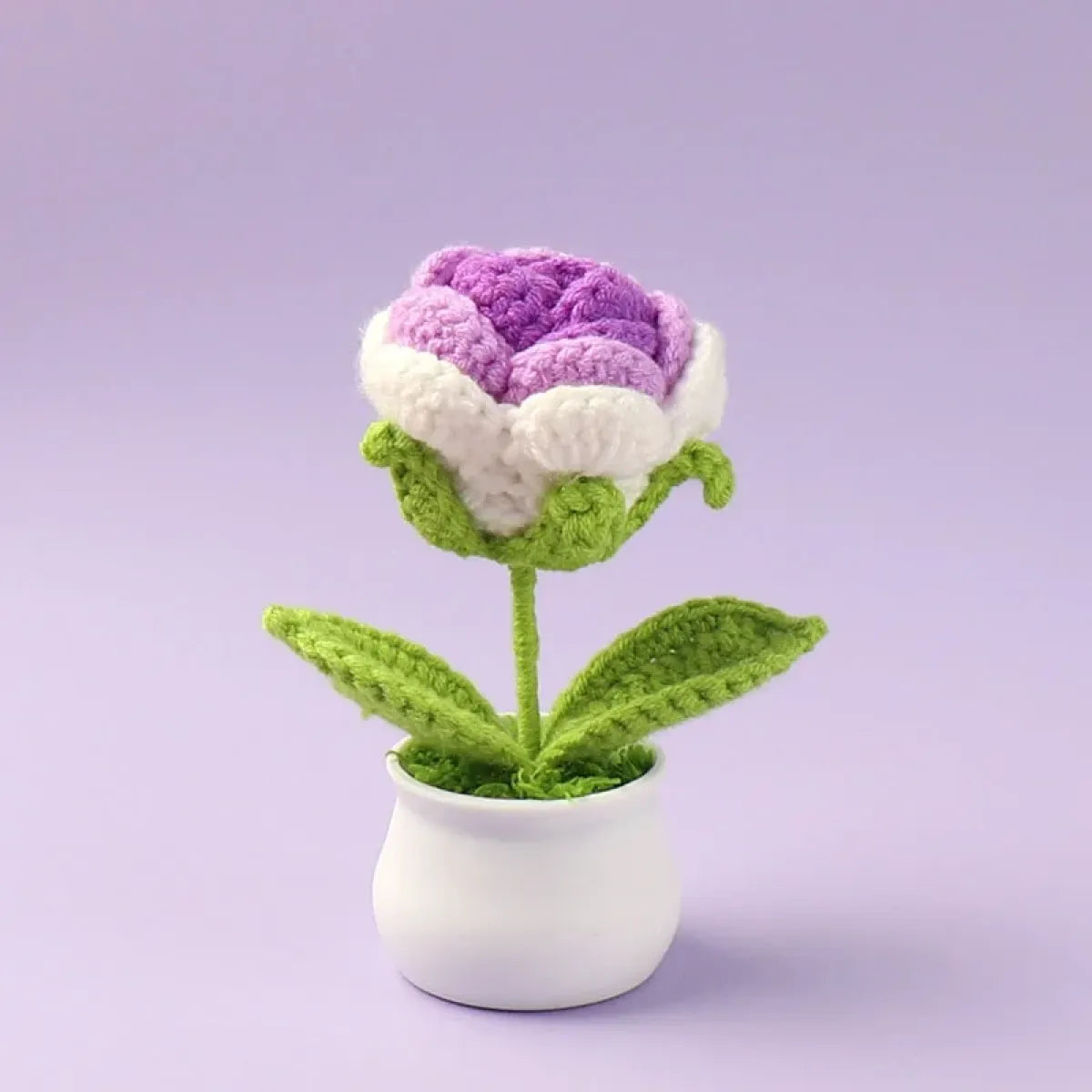 Handmade Crochet Rose Plush โ Potted Flower Decor Gift for Her