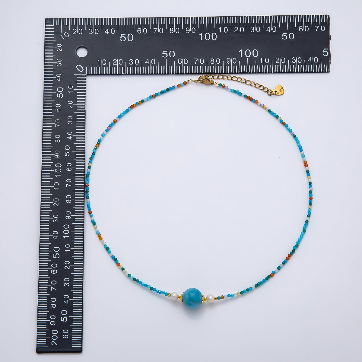 Handmade Stainless Steel 2mm Amazonite Gemstone Chain 16 Inch Necklace | WA-04639
