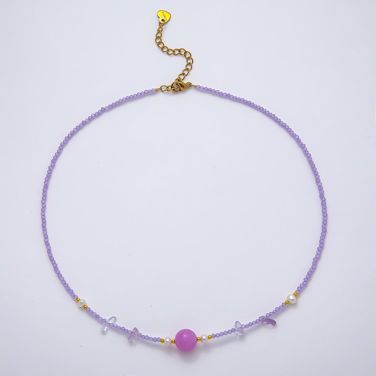 Handmade Stainless Steel 2mm Amethyst Gemstone Chain 16 Inch Necklace | WA-04638