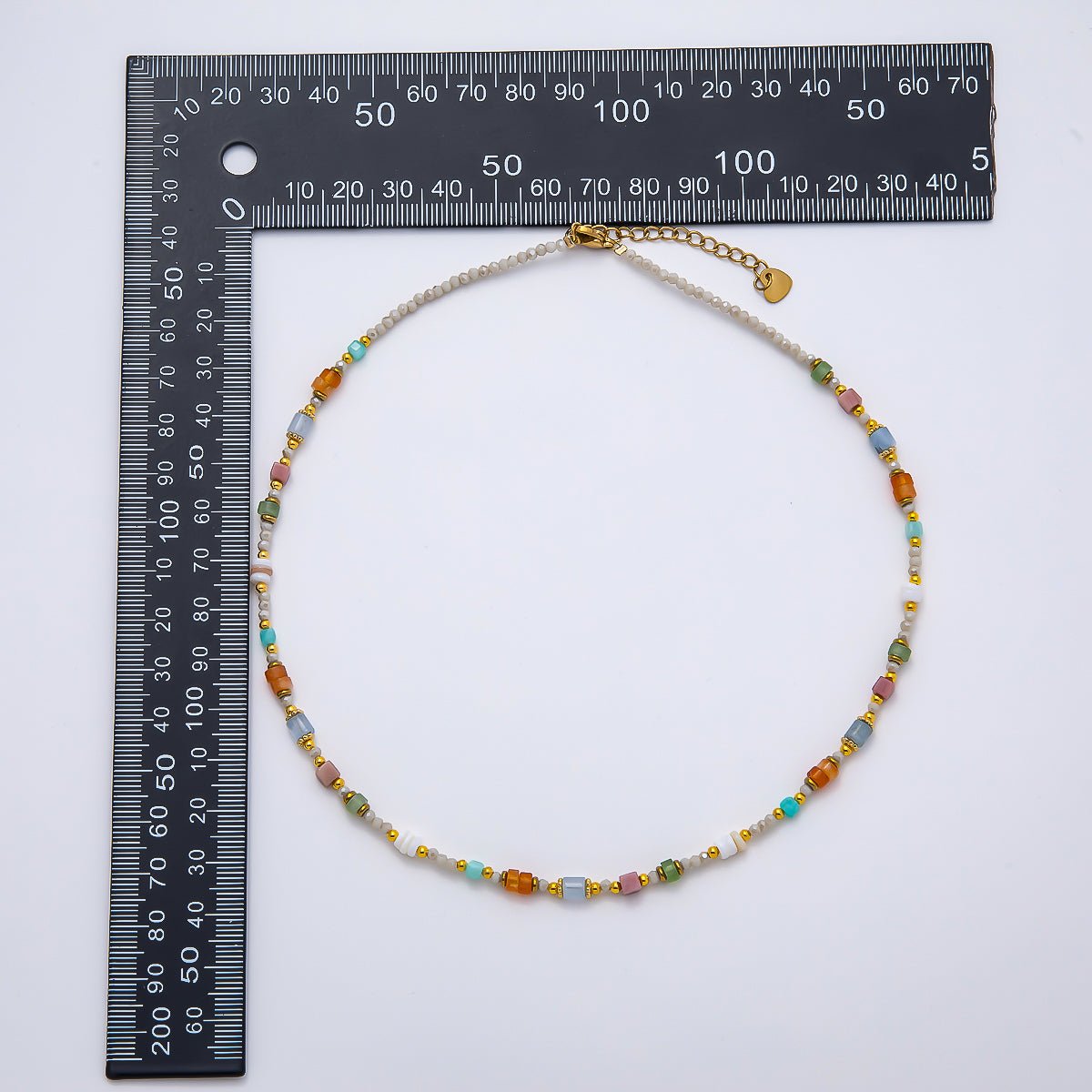 Handmade Stainless Steel 2mm Earth Tone Agate Gemstone Chain 16 Inch Necklace | WA-04641