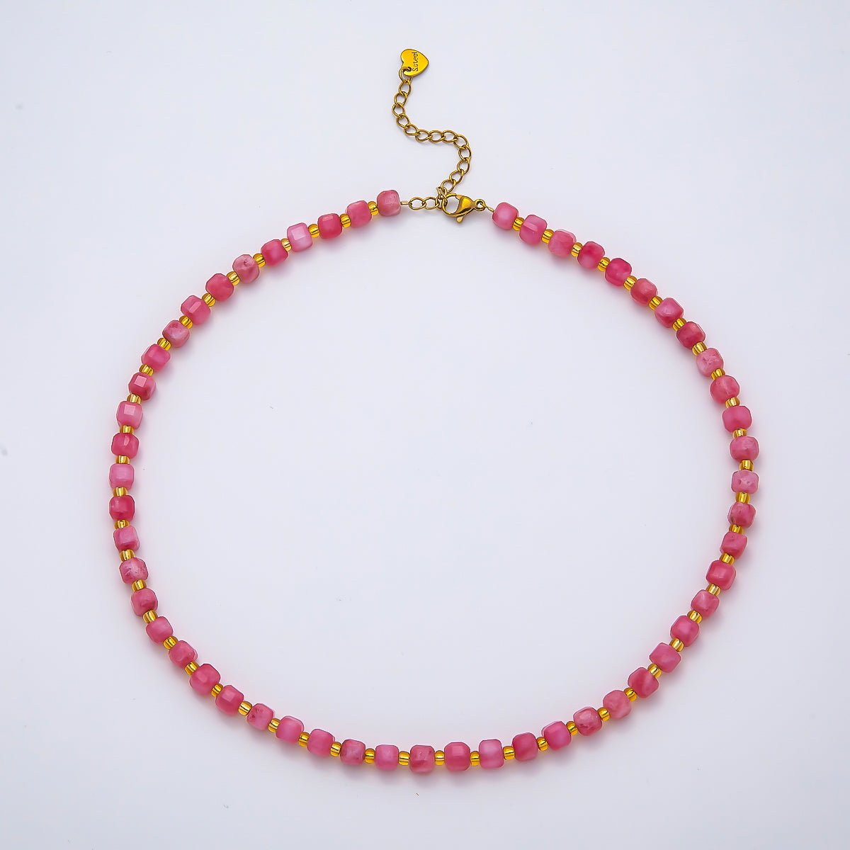 Handmade Stainless Steel 3mm Square Gemstone Chain 16 Inch Necklace | WA-04657 ~ WA-04663