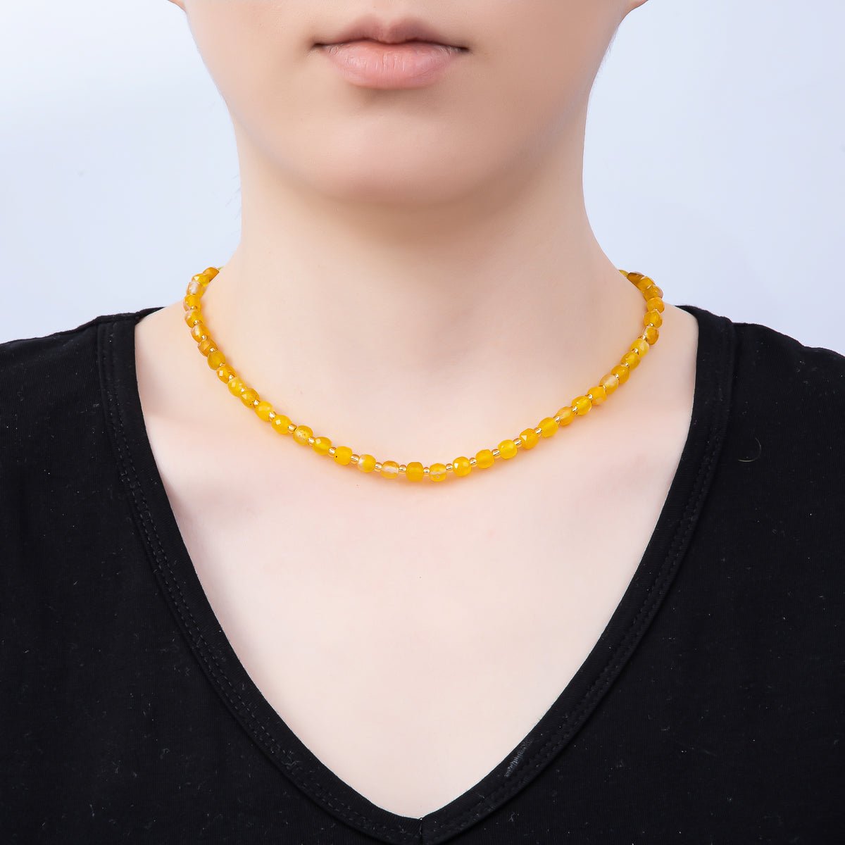 Handmade Stainless Steel 3mm Square Gemstone Chain 16 Inch Necklace | WA-04657 ~ WA-04663