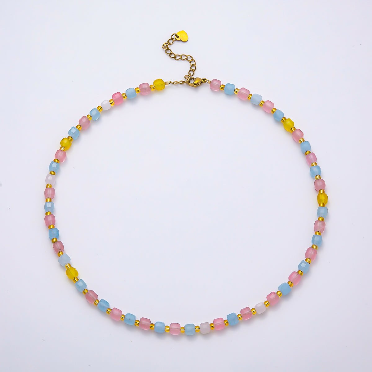 Handmade Stainless Steel 3mm Square Gemstone Chain 16 Inch Necklace | WA-04657 ~ WA-04663