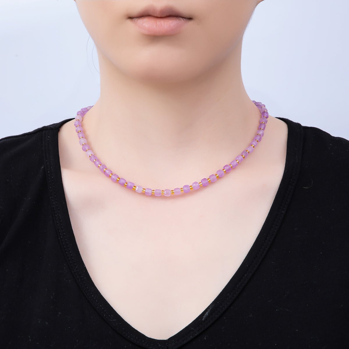 Handmade Stainless Steel 3mm Square Gemstone Chain 16 Inch Necklace | WA-04657 ~ WA-04663