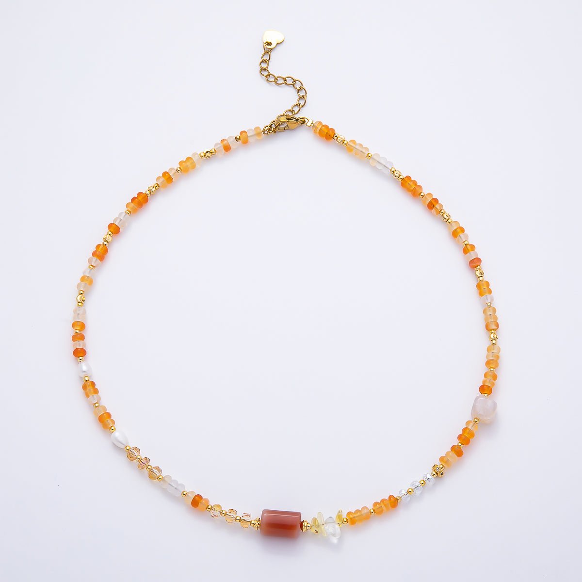 Handmade 4.2mm Yellow Citrine AB Shell Pearl Rondelle Multifaceted Gemstone Chain 15.5 Inch Necklace | WA-04738