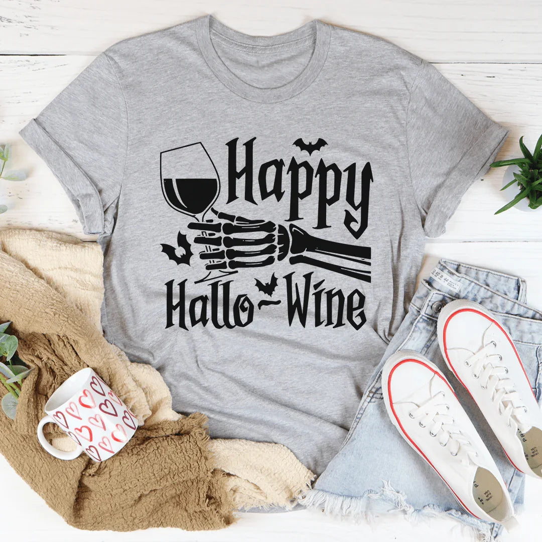 Happy Hallowine Skull Hand Tee