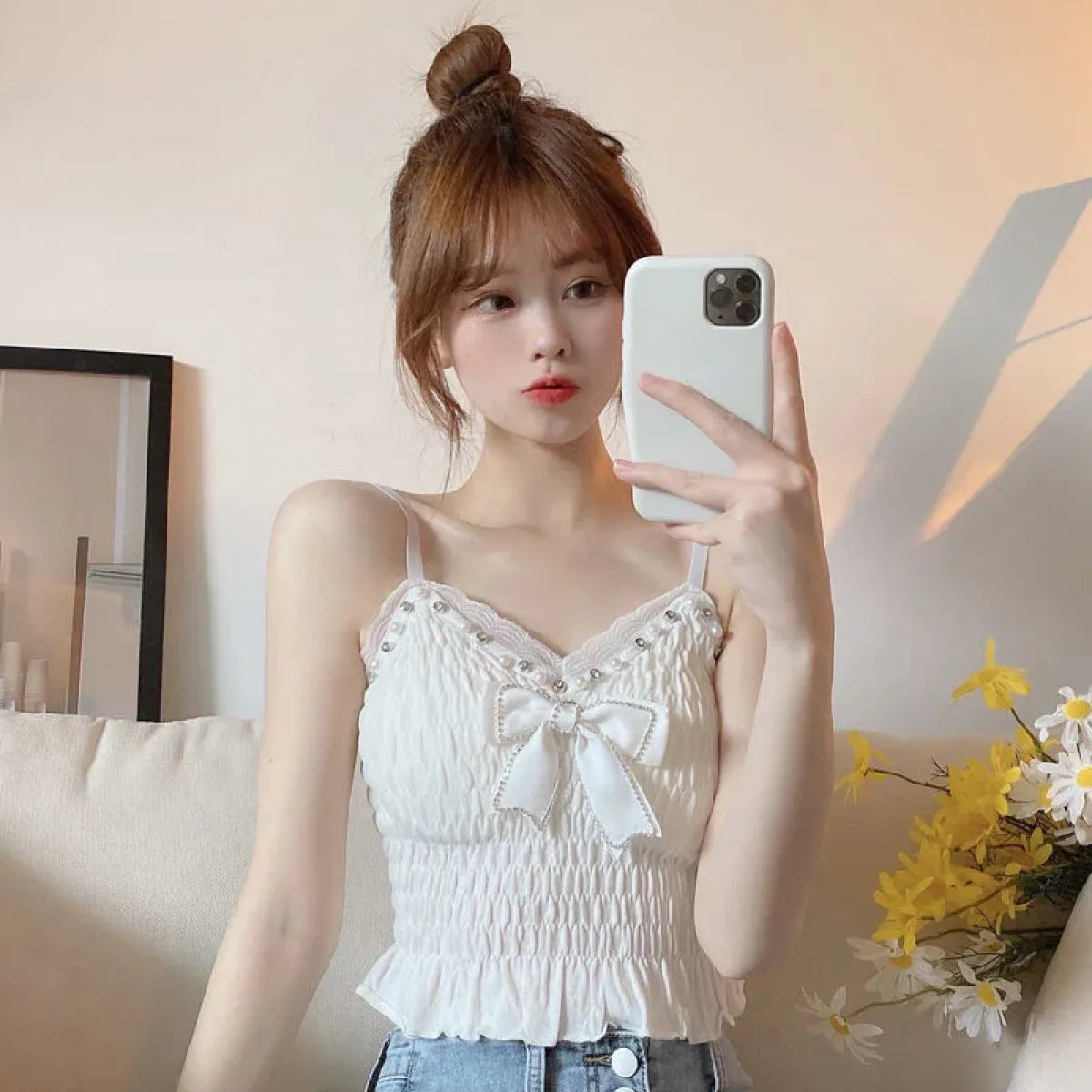 Harajuku Lace Bow Crop Top
