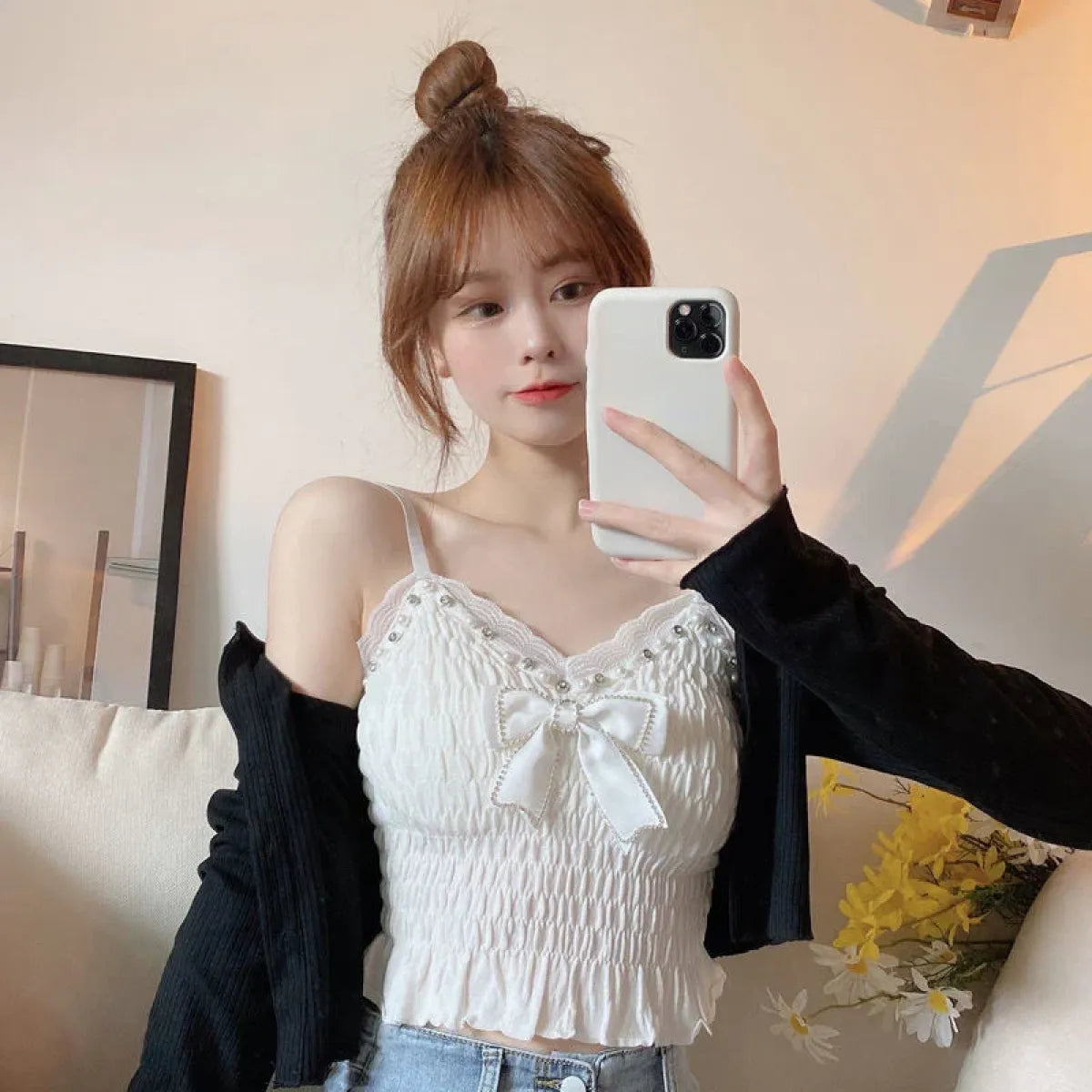 Harajuku Lace Bow Crop Top