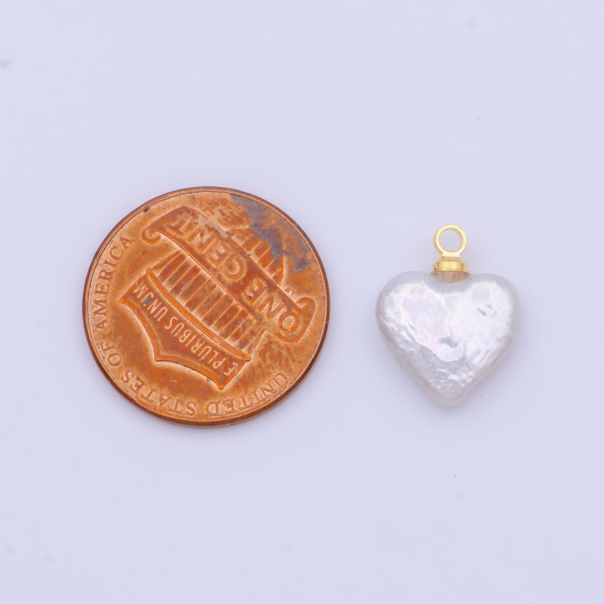 Heart Flat 14mm Natural White Freshwater Pearl Charm C-188
