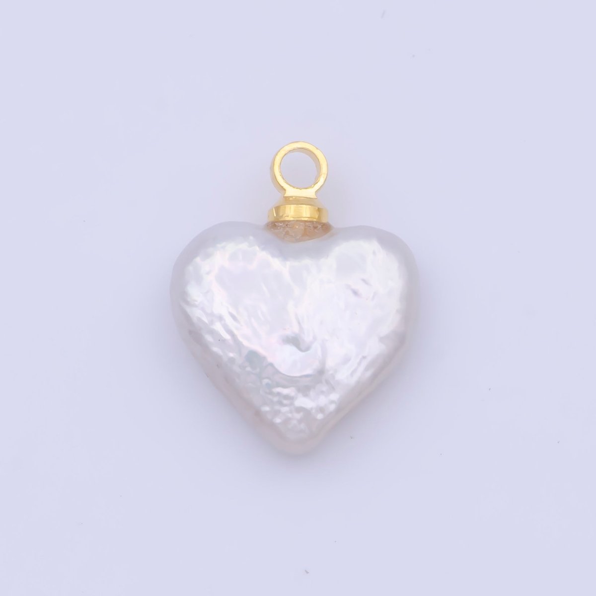 Heart Flat 14mm Natural White Freshwater Pearl Charm C-188