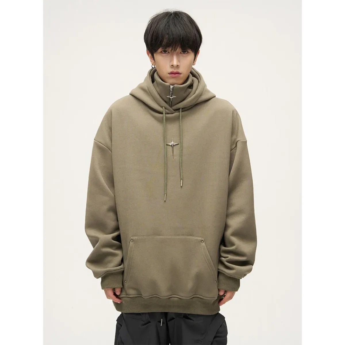 Harajuku High Neck Hoodie