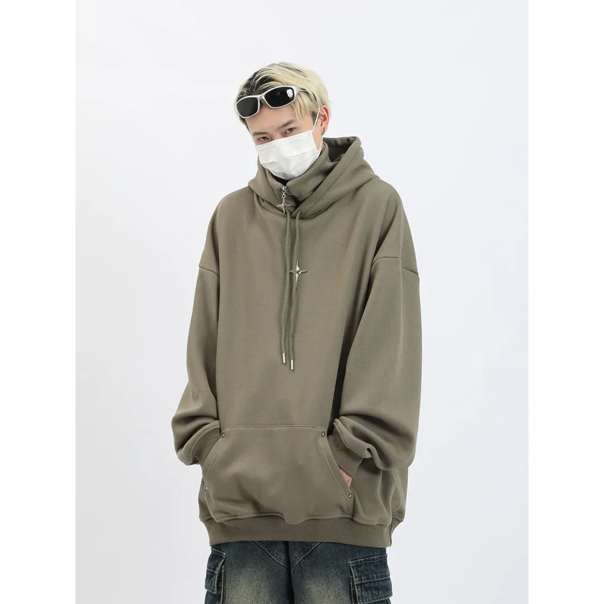 Harajuku High Neck Hoodie