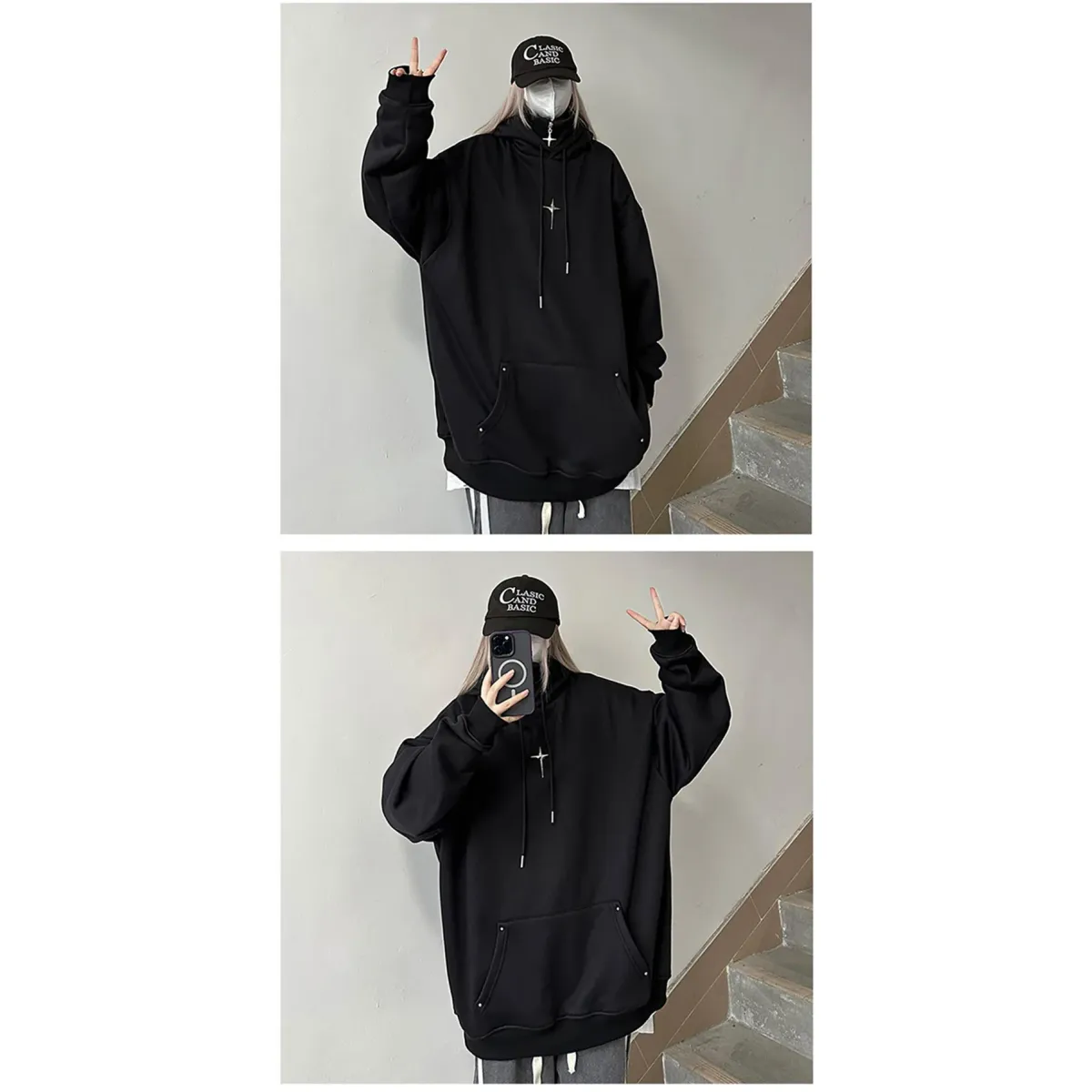 Harajuku High Neck Hoodie
