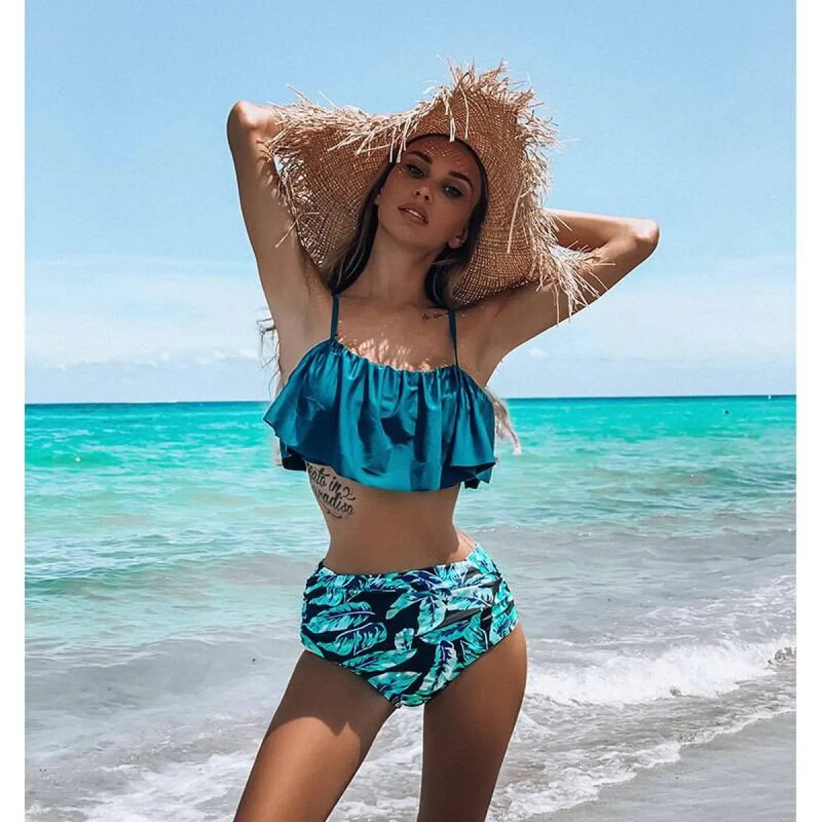 High Waist Halter Bikini Set