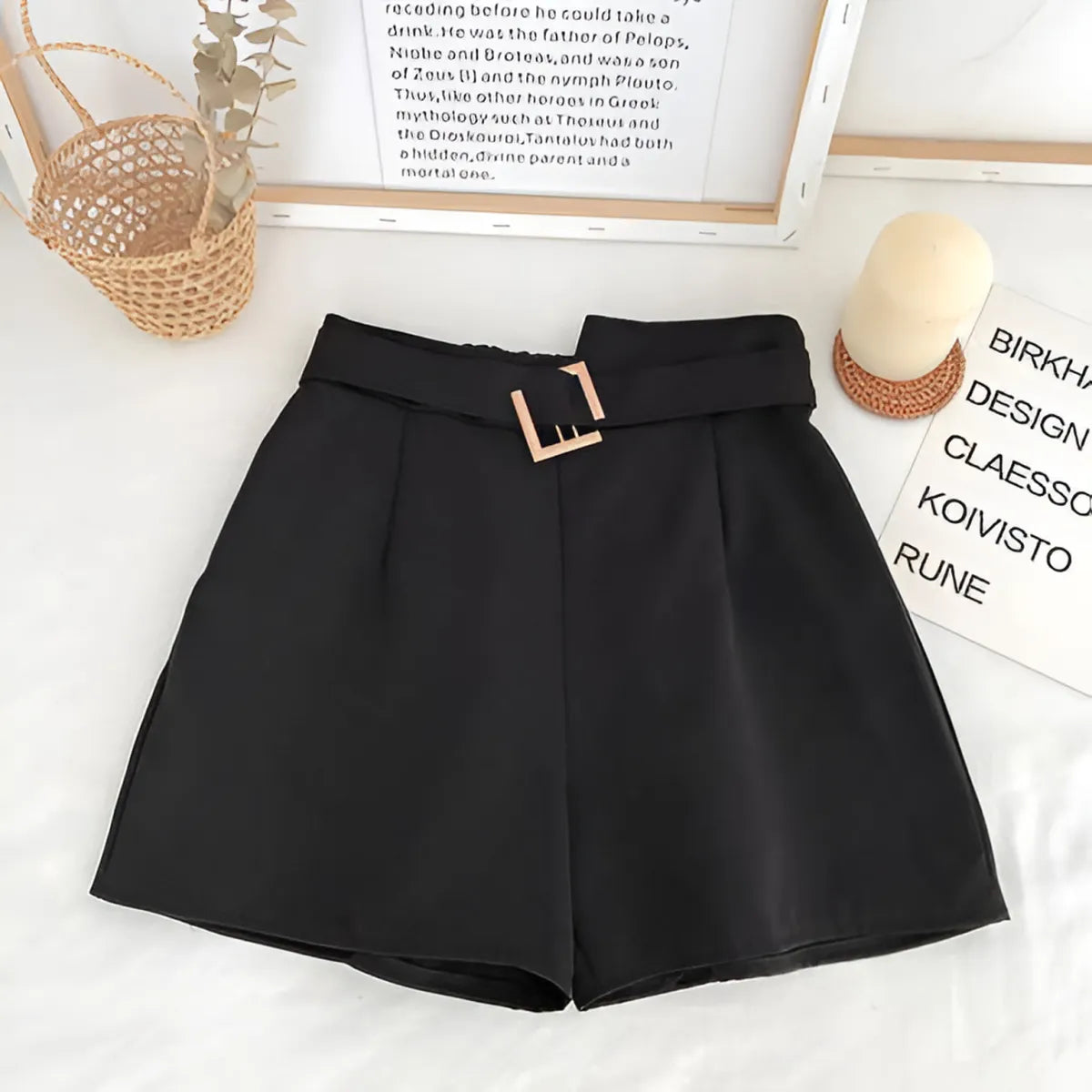 Solid High Waist Shorts